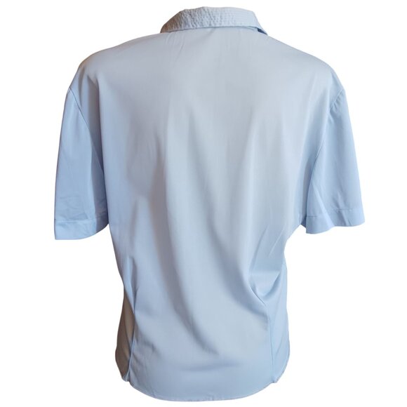 Large True Vintage 1960's Pleated Blouse Textured Collar Lilac/Plum Nylon - Picture 4 of 7